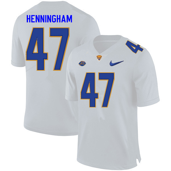 Men #47 Aydin Henningham Pitt Panthers College Football Jerseys Sale-White